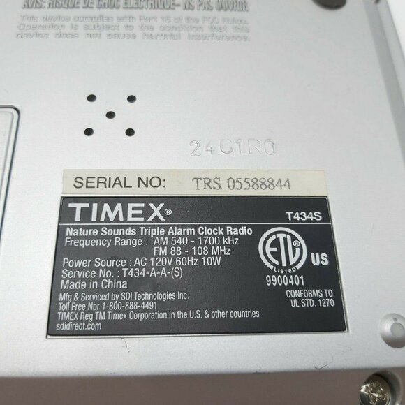 Timex T434S Triple Alarm Clock Radio AM-FM with 4 Nature Sounds Options and DST - Picture 8 of 10